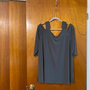 Woman Within cold shoulder top - dark gray. New never worn.